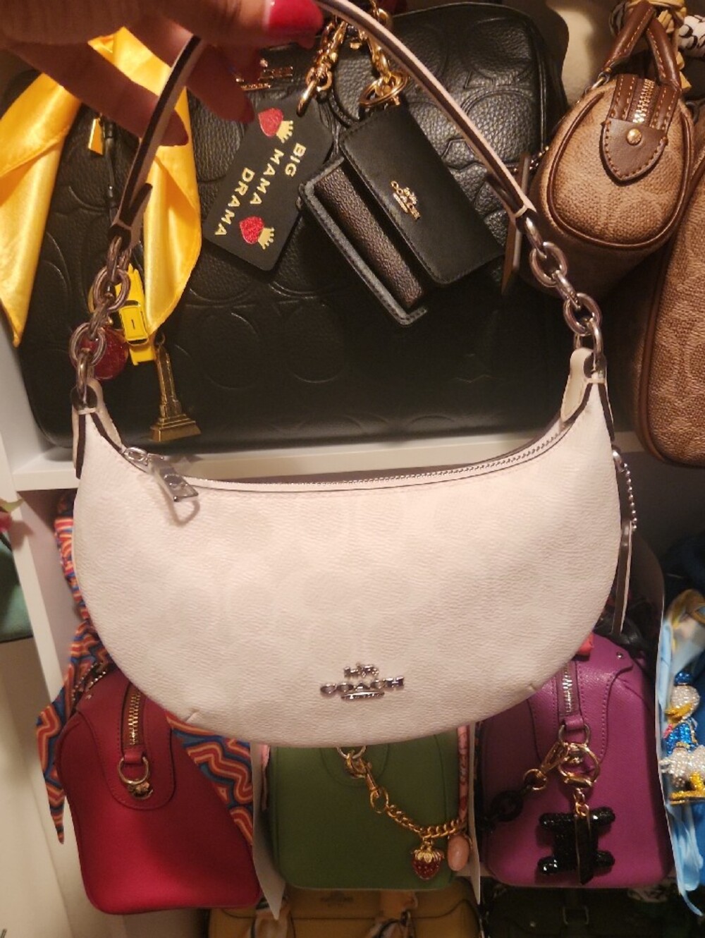 Coach White Chalk Mini Peyton Shoulder Bag with Silver Hardware - Picture 2 of 4